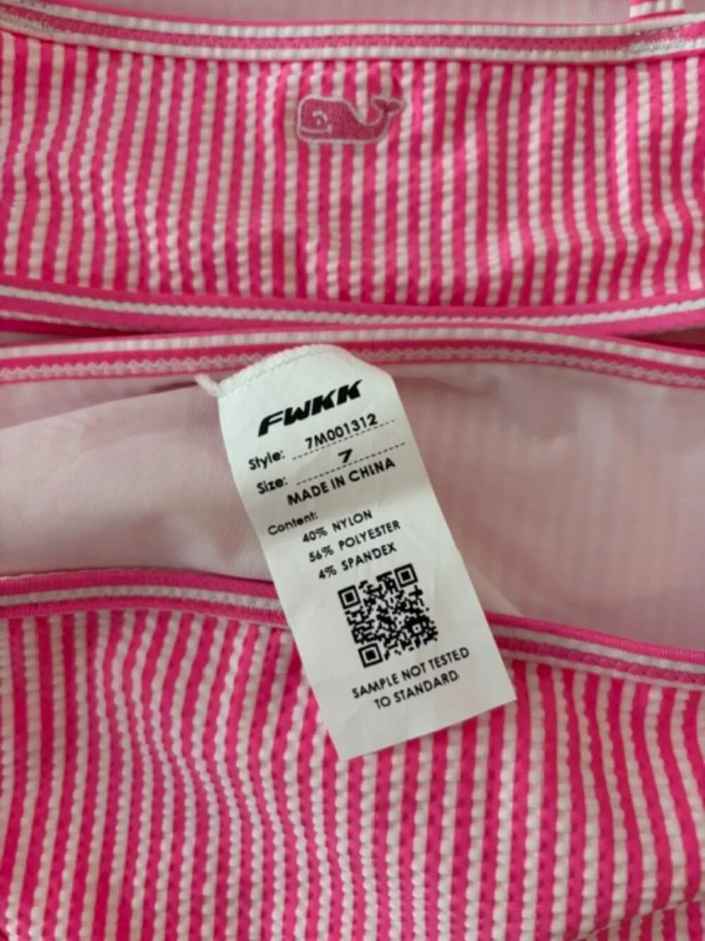 Vineyard Vines Girls Pink Seersucker Stripe Bikini 2-Piece Size 7 Sample (NWOT)
